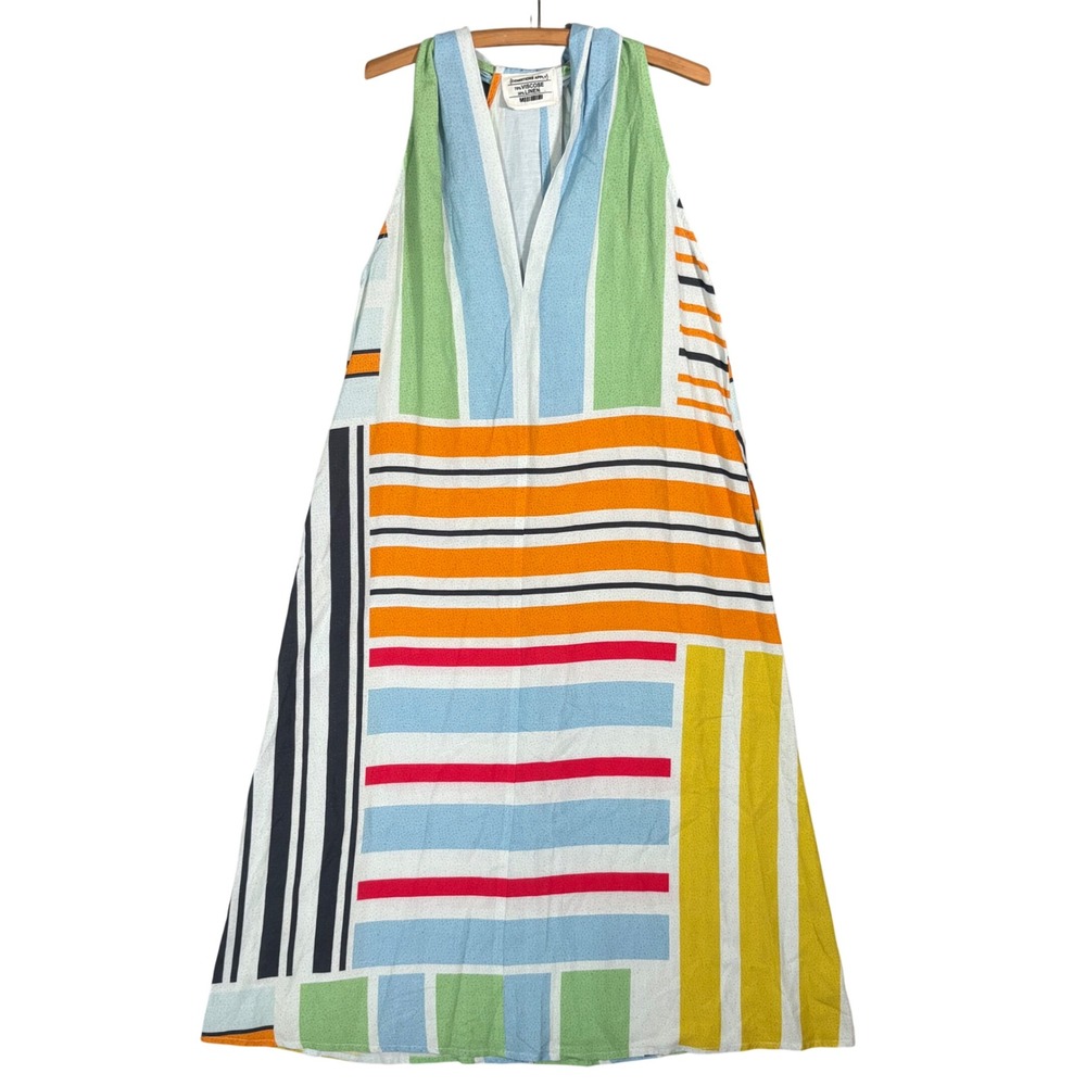 Conditions Apply Uvelia Dress Geometric Stripe V-Neck Halter Maxi Dress Medium